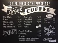 The Bike Station Coffee Menu